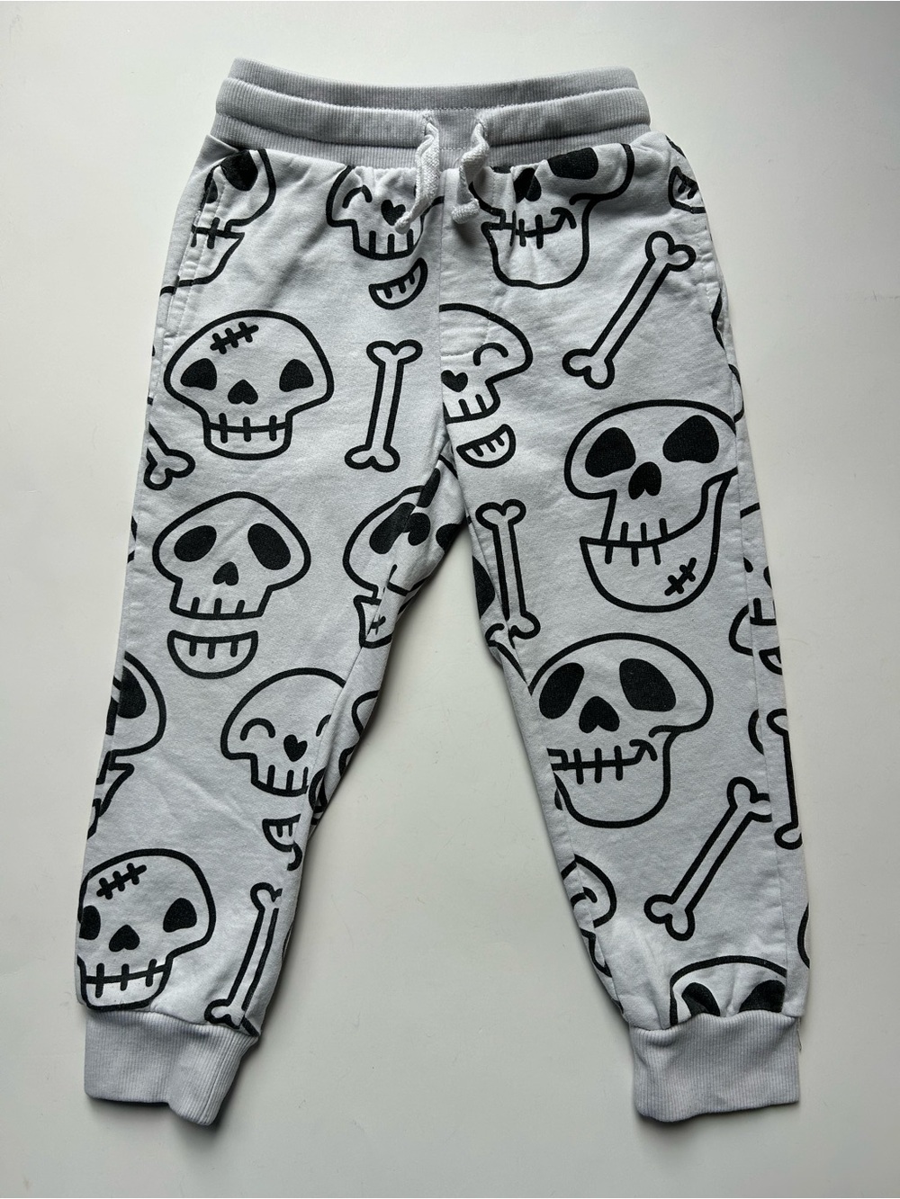 Kids White Skull Print Jogger Pants